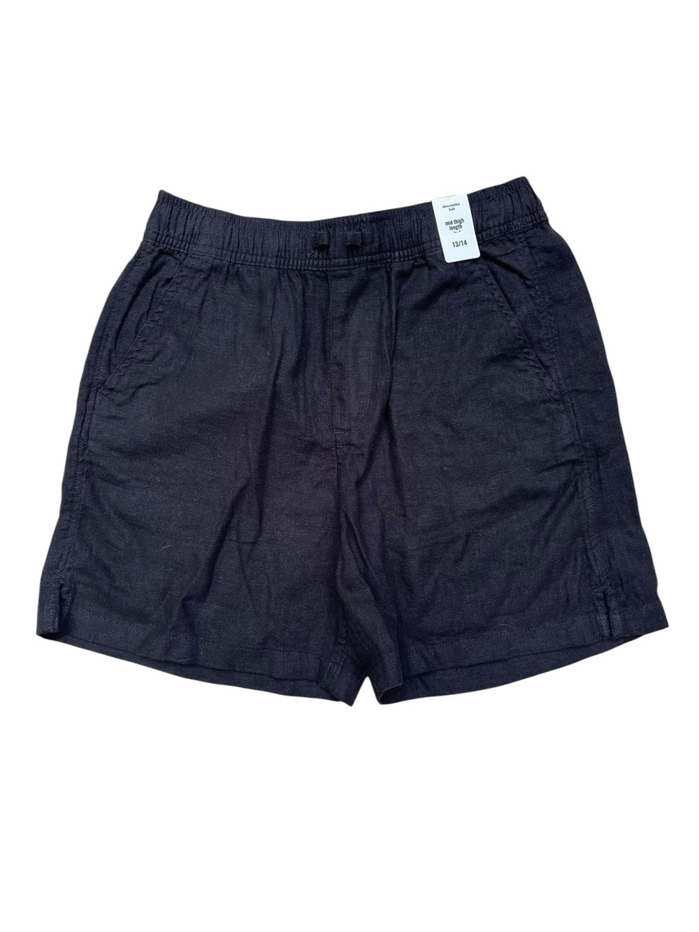 Abercrombie Kids Black Linen Blend Pull On Shorts 13/14 NWT